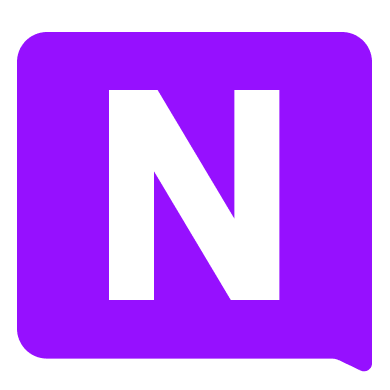 Nomi AI logo Nomi AI logo with a white letter N on a purple speech bubble