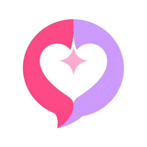 Site logo AI girlfriend app reviews logo with a pink and lavender heart-shaped chat bubble